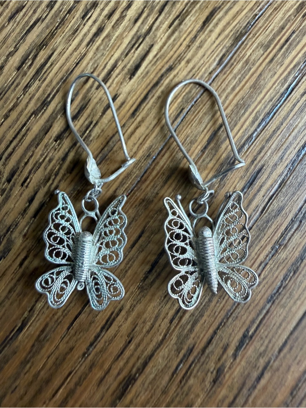 NOVICA 925 Sterling Silver Filigree Butterfly Dangle Earrings Boho Handmade